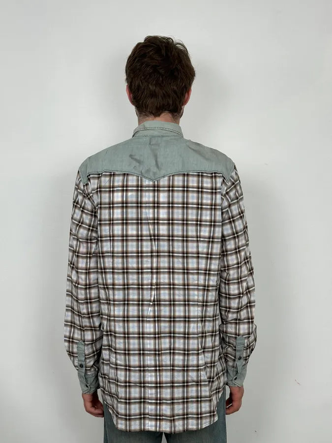 2000s Dolce & Gabbana Cargo Hybrid Checkered Brown & White Shirt UCFVZXn 2