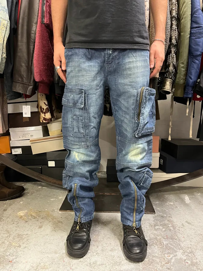 2000s Dolce & Gabbana Cargo Navy Zip Denim Jeans HNekMBy 0
