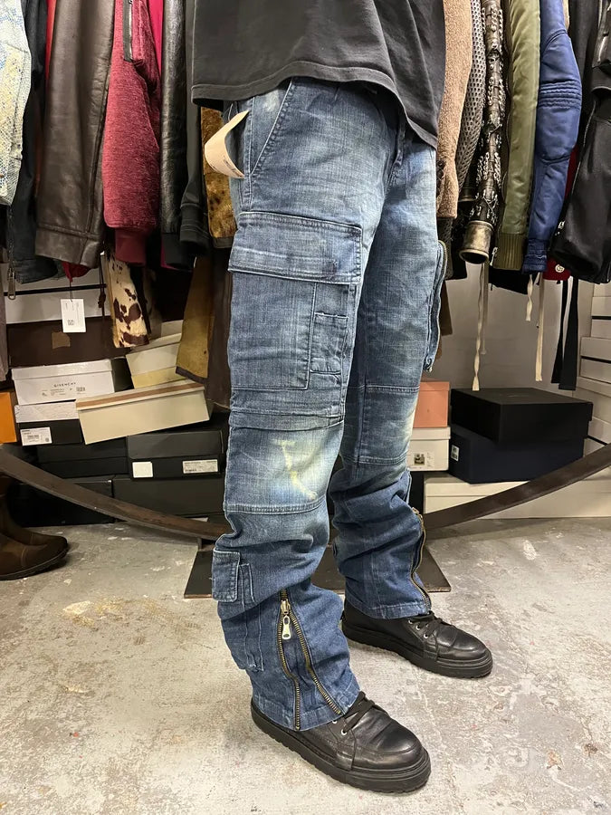 2000s Dolce & Gabbana Cargo Navy Zip Denim Jeans HNekMBy 2