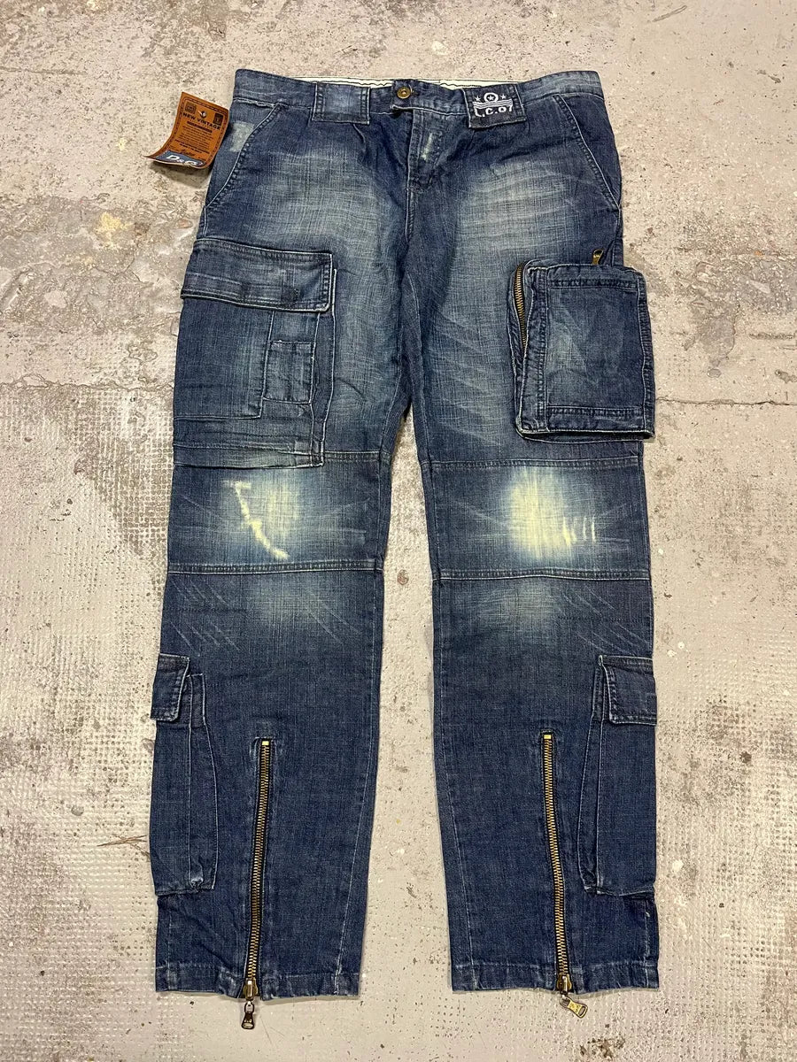 2000s Dolce & Gabbana Cargo Navy Zip Denim Jeans HNekMBy 4