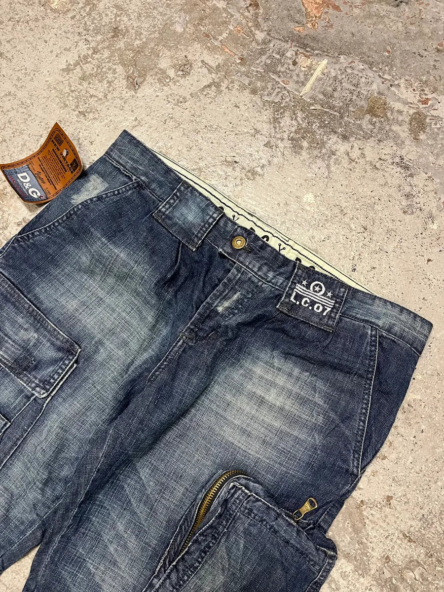2000s Dolce & Gabbana Cargo Navy Zip Denim Jeans HNekMBy 5