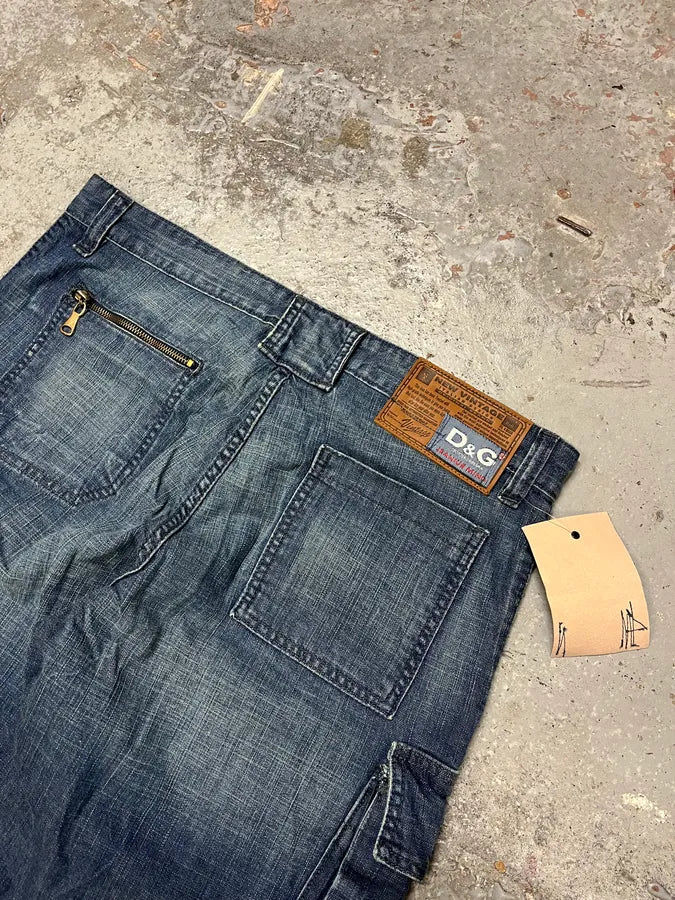 2000s Dolce & Gabbana Cargo Navy Zip Denim Jeans HNekMBy 7