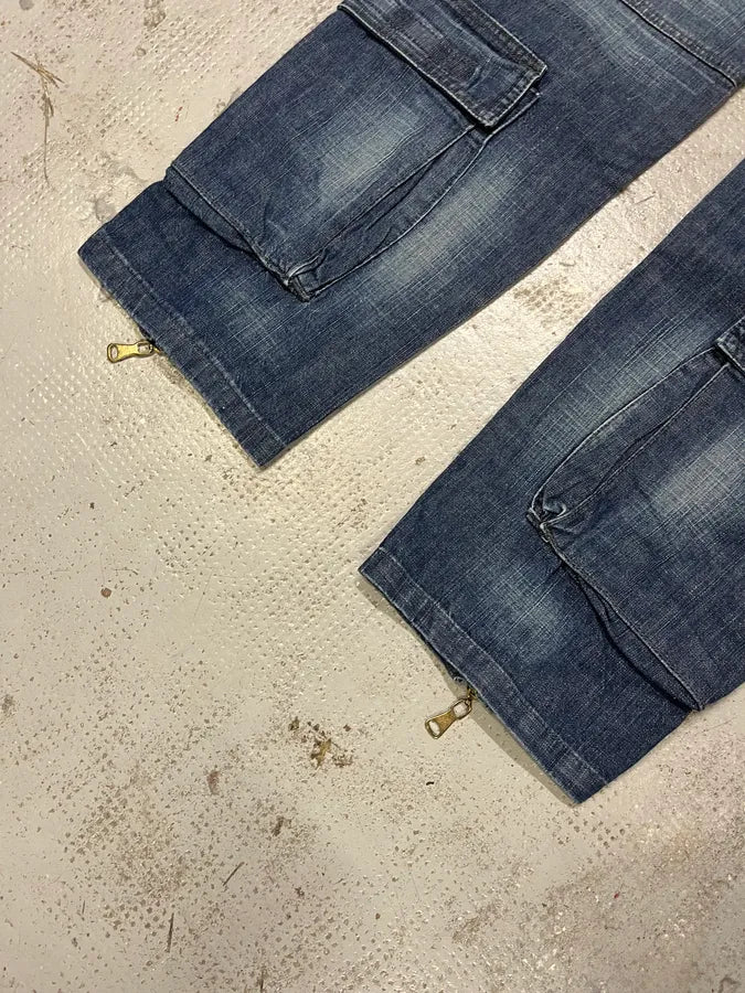 2000s Dolce & Gabbana Cargo Navy Zip Denim Jeans HNekMBy 8