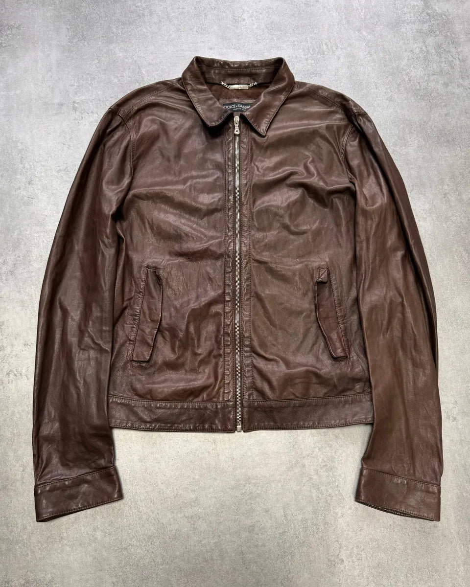 2000s Dolce & Gabbana Casual Leather Jacket (M) VbZvGBH 0