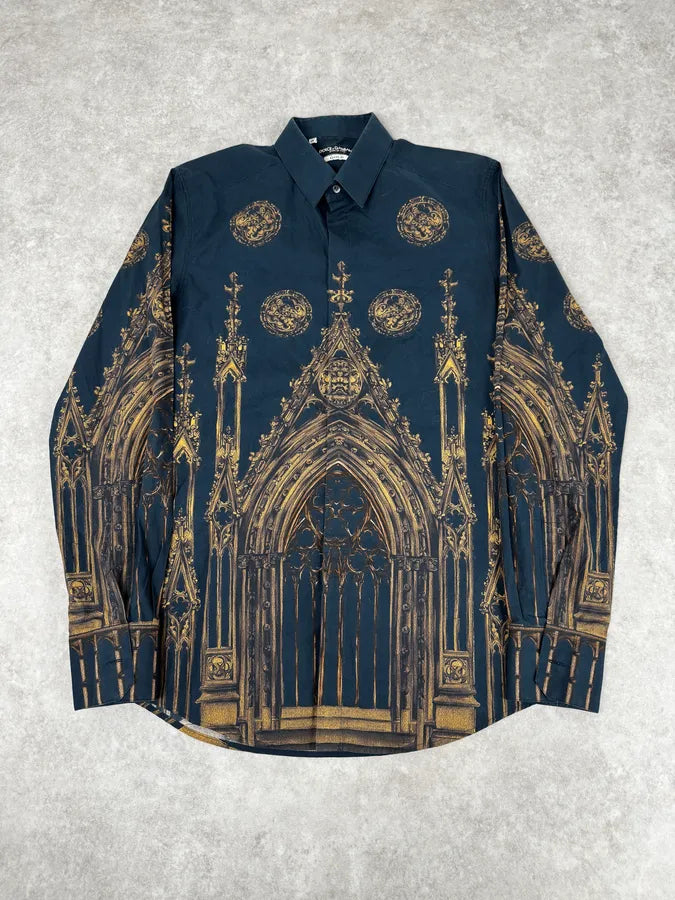 AW2014 Dolce & Gabbana Catholic Cathedral Navy Shirt NTgTIvy 0