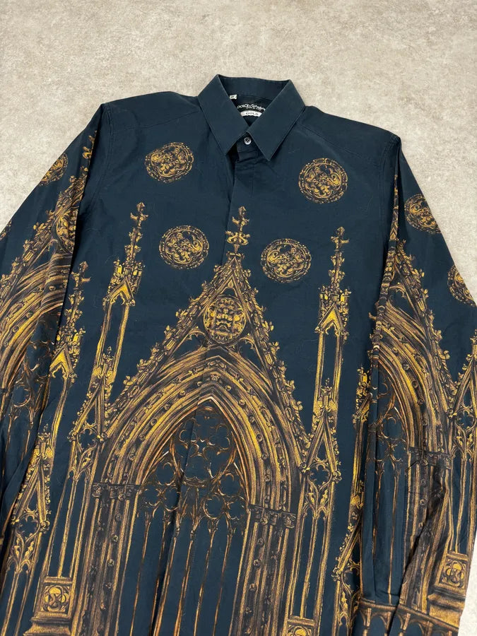 AW2014 Dolce & Gabbana Catholic Cathedral Navy Shirt NTgTIvy 4