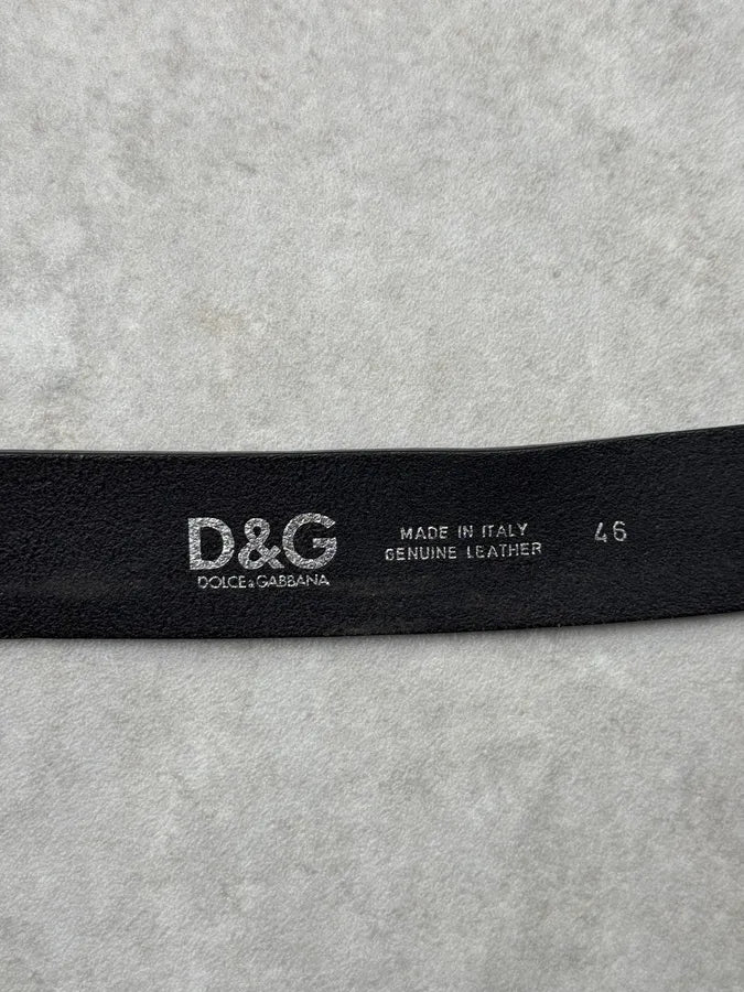 2000s Dolce & Gabbana Catholic Mary & Jesus Buckle Black Leather Belt VthVEVP 8