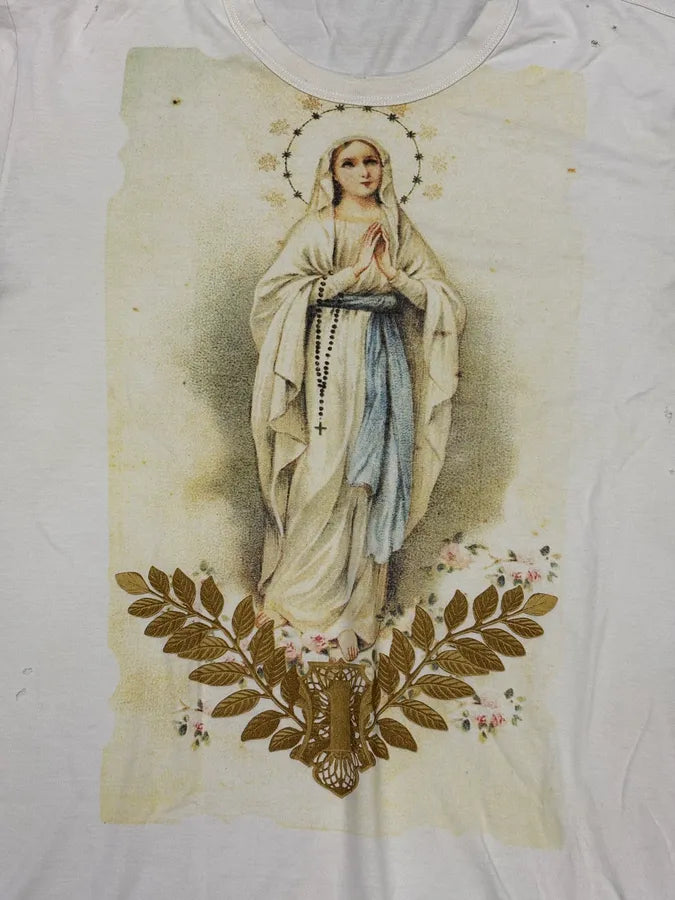 2000s Dolce & Gabbana Catholic Virgin Mary White T-Shirt DsPYHuy 5