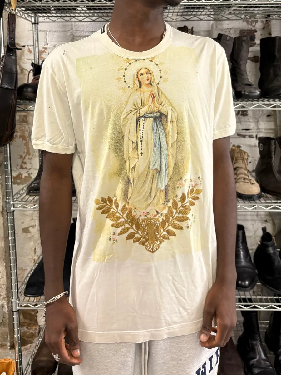 2000s Dolce & Gabbana Catholic Virgin Mary White T-Shirt DsPYHuy 1