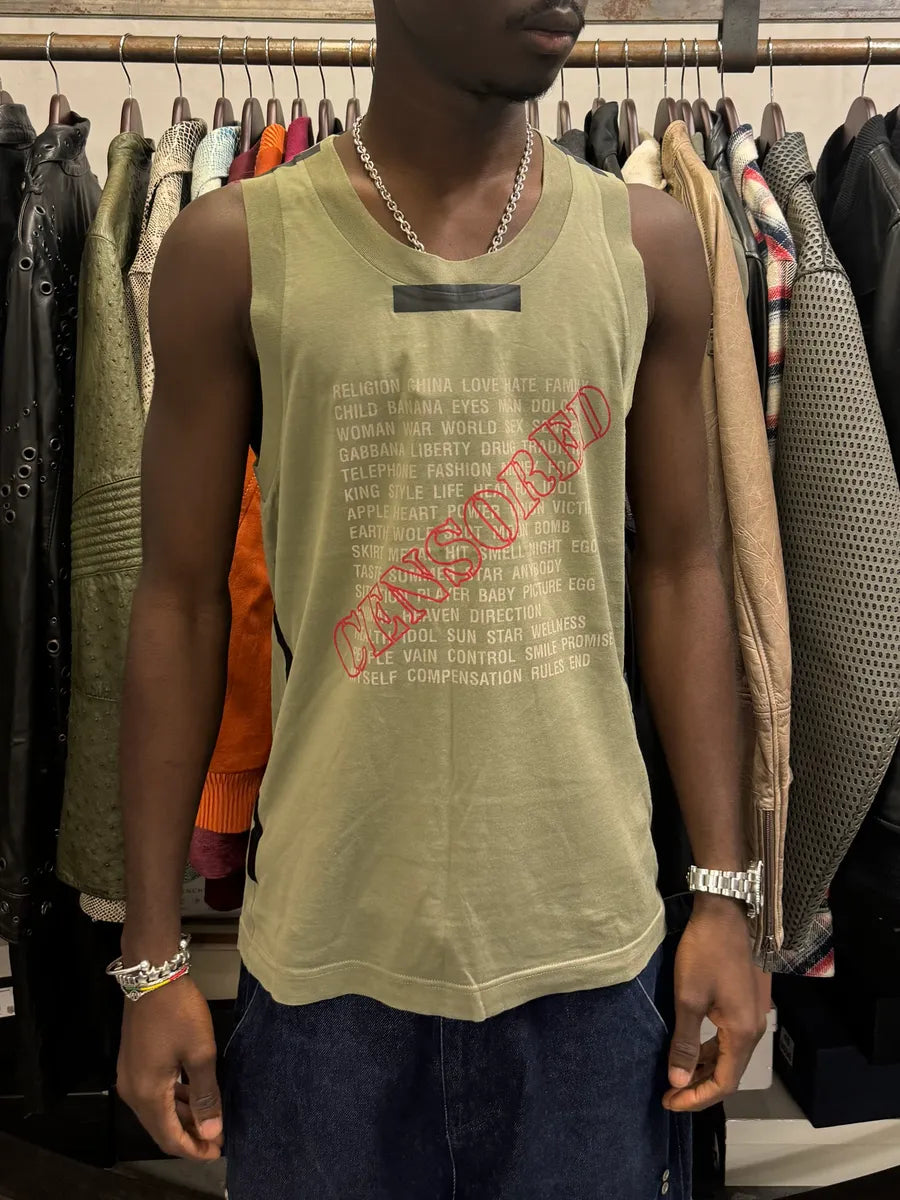 2000s Dolce & Gabbana Censored Khaki Tank Top aDRqqlM 1