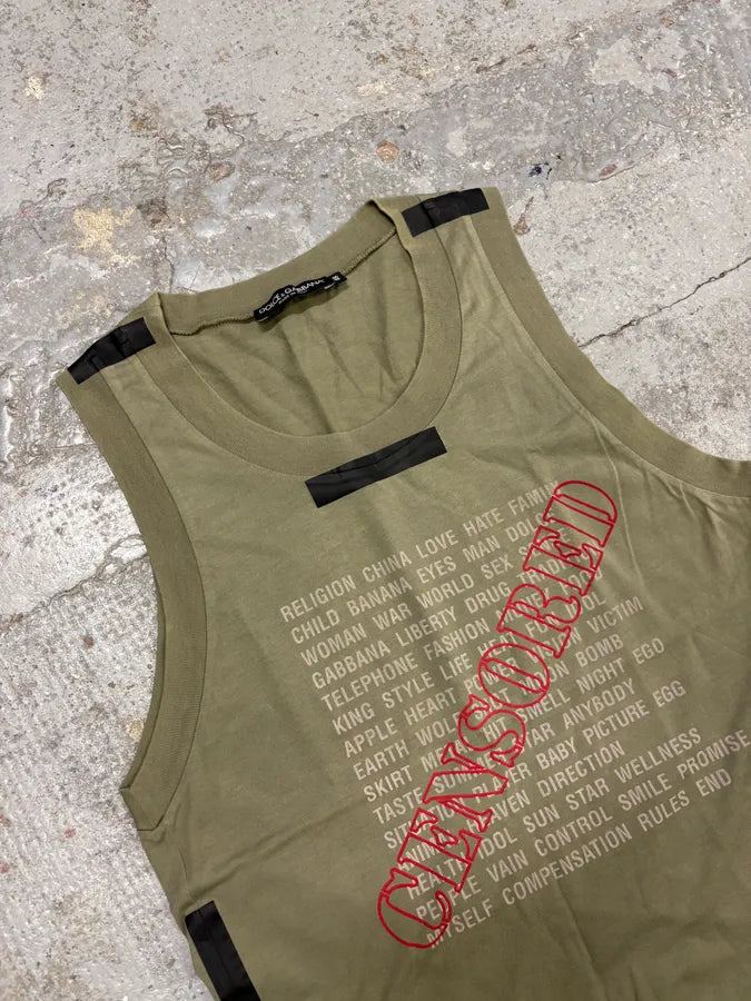 2000s Dolce & Gabbana Censored Khaki Tank Top aDRqqlM 4