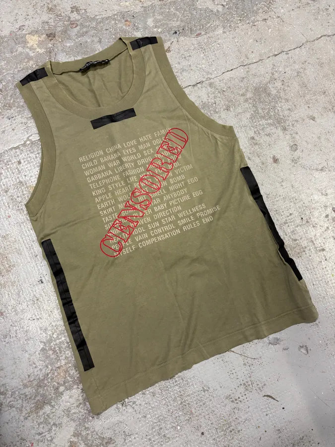 2000s Dolce & Gabbana Censored Khaki Tank Top aDRqqlM 3
