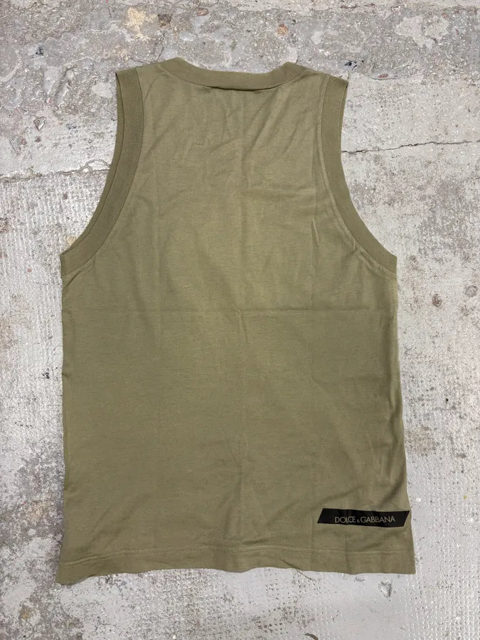 2000s Dolce & Gabbana Censored Khaki Tank Top aDRqqlM 5