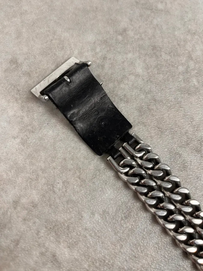 2000s Dolce & Gabbana Chain Black Leather Bracelet lfjrcgH 6