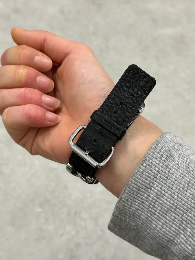 2000s Dolce & Gabbana Chain Black Leather Bracelet OAxwCId 3