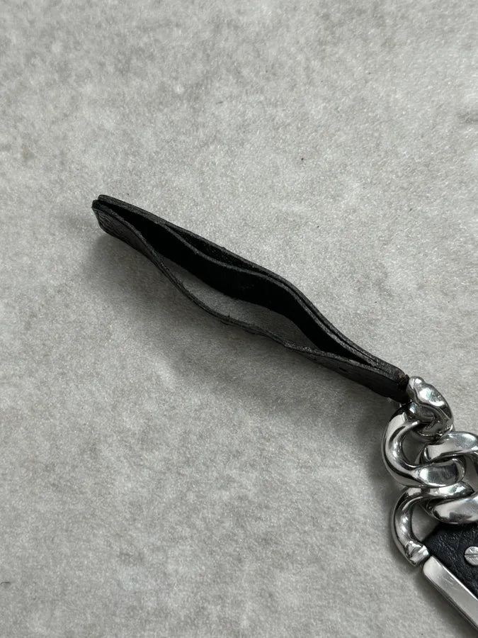 2000s Dolce & Gabbana Chain Black Leather Bracelet OAxwCId 6