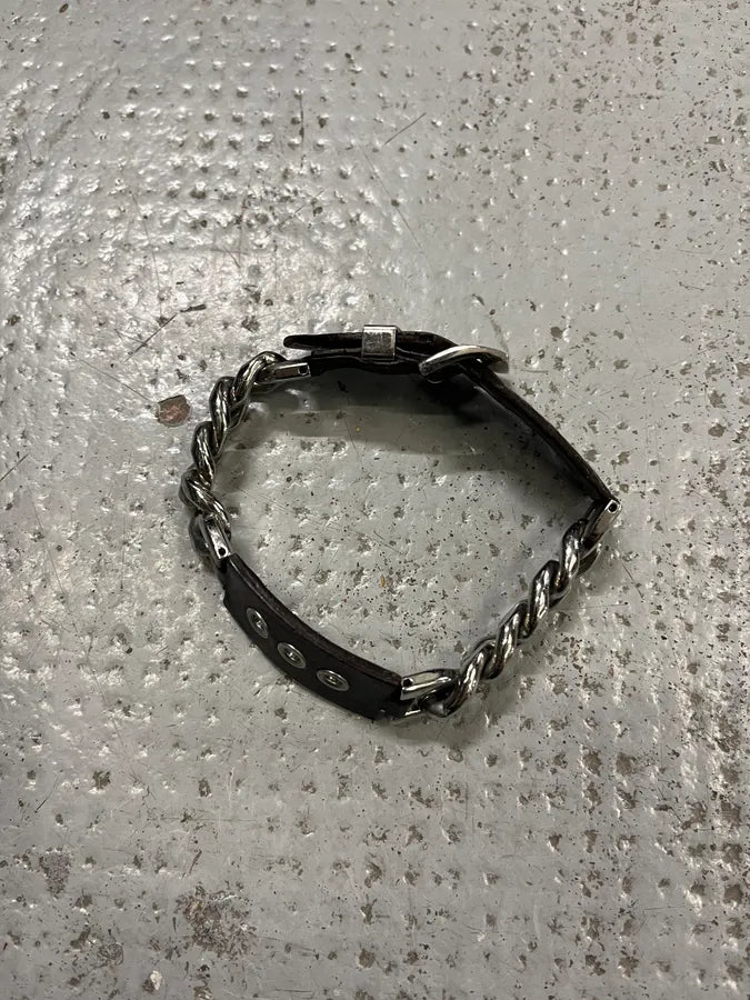 2000s Dolce & Gabbana Chain Brown Leather Bracelet gXCQPTX 1