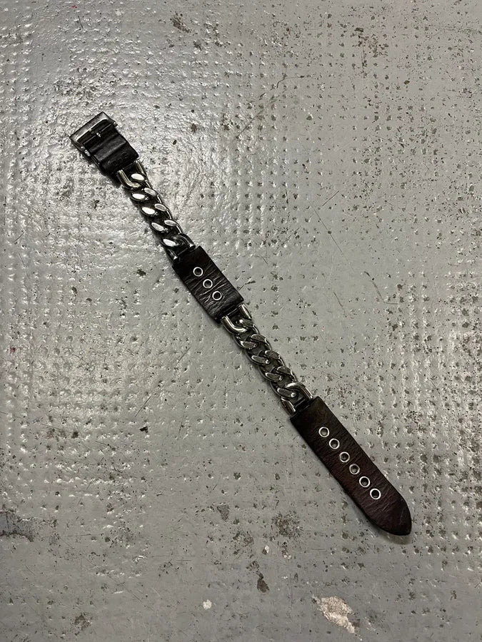 2000s Dolce & Gabbana Chain Brown Leather Bracelet gXCQPTX 6