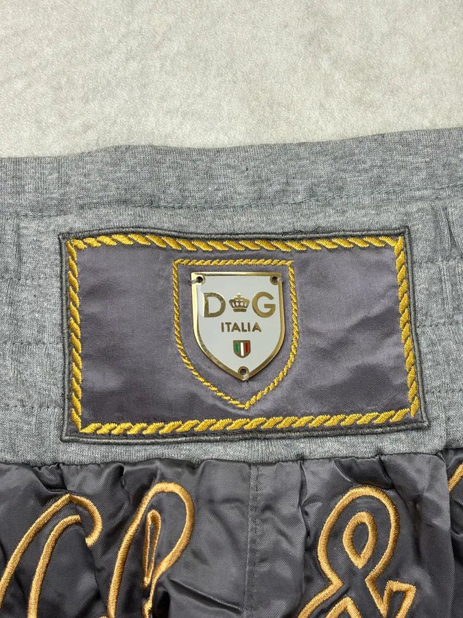AW2005 Dolce & Gabbana Charcoal & Gold Satin Boxing Logo Trackpants kHtNqPL 9