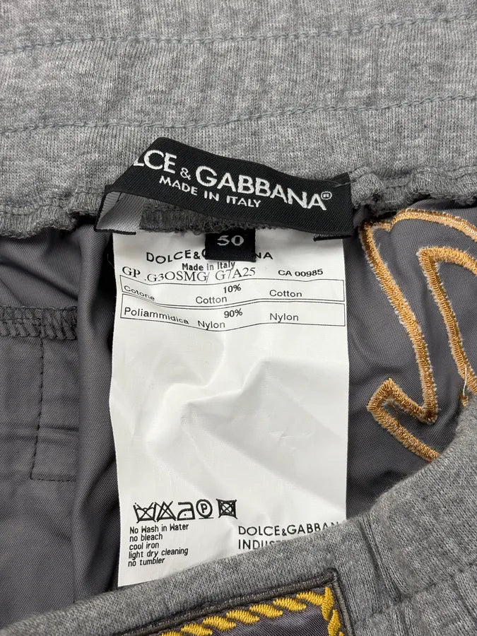 AW2005 Dolce & Gabbana Charcoal & Gold Satin Boxing Logo Trackpants kHtNqPL 10