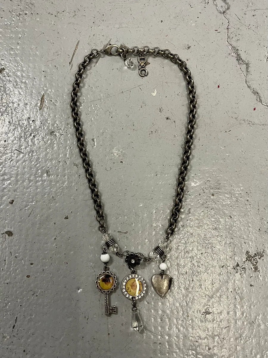 2000s Dolce & Gabbana Charm Steel Necklace kHqJnrl 0