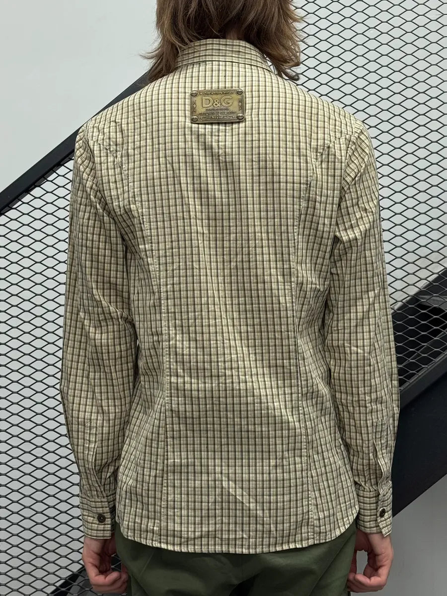 2000s Dolce & Gabbana Checkered Back Plate Shirt QUbHqNn 1