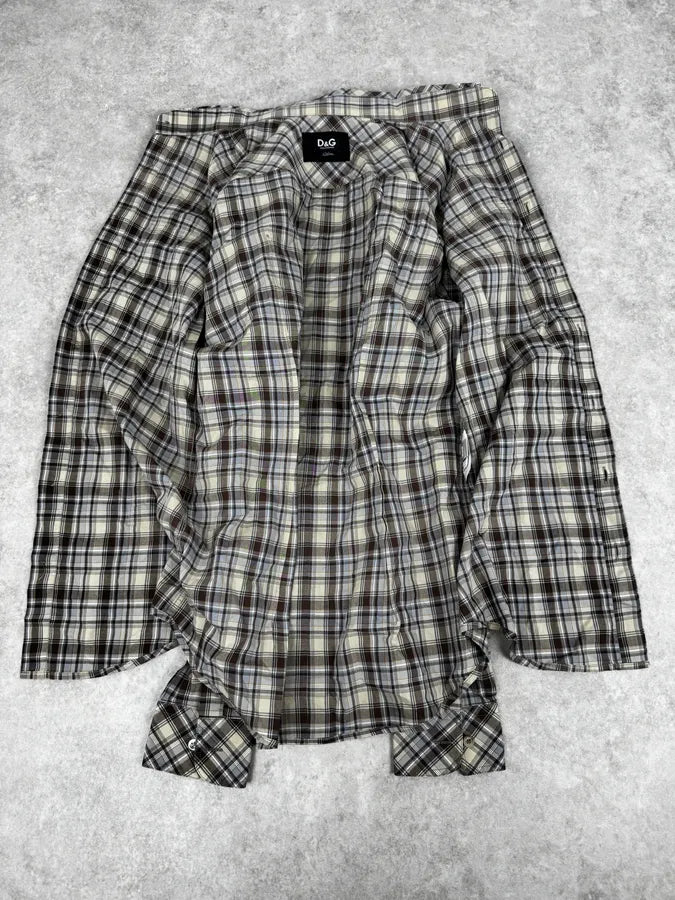 2000s Dolce & Gabbana Beige Cargo Checkered Shirt xZxQFbK 6