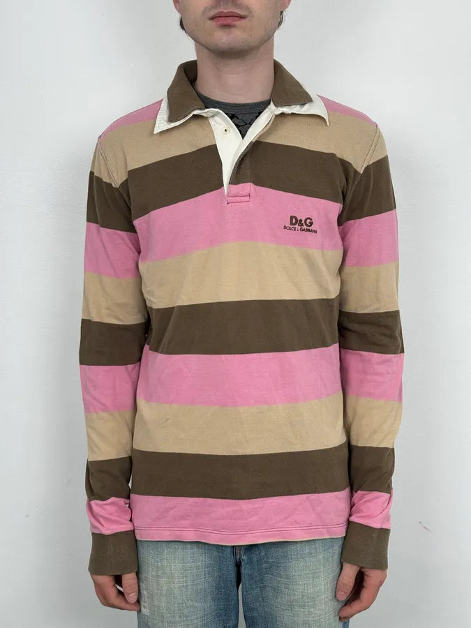 AW2004 Dolce & Gabbana Classy Double Collar Striped Polo KFuuCzY 1