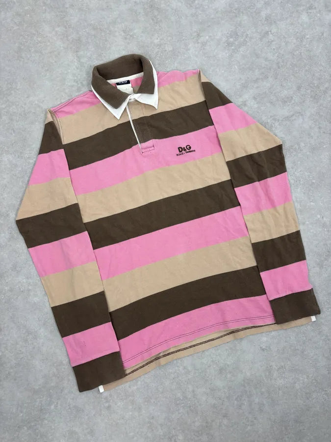 AW2004 Dolce & Gabbana Classy Double Collar Striped Polo KFuuCzY 3