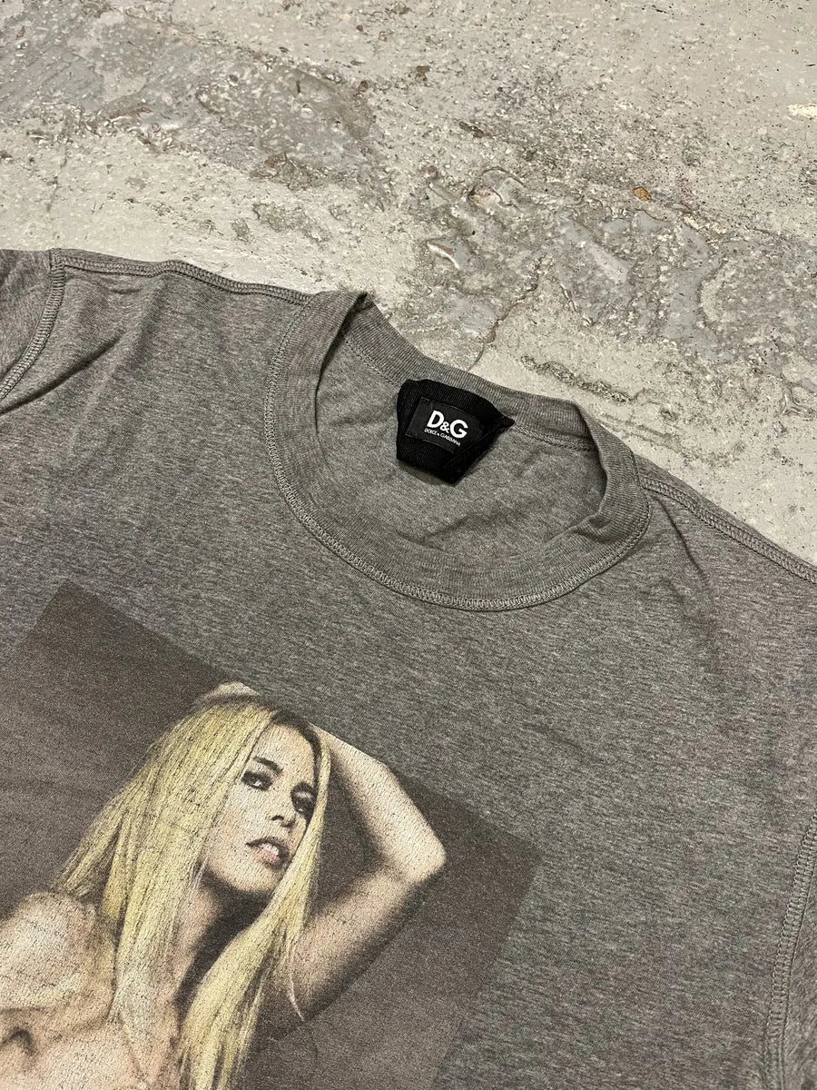2000s Dolce & Gabbana Claudia Schiffer Naked Grey T-Shirt oxzGtYv 4