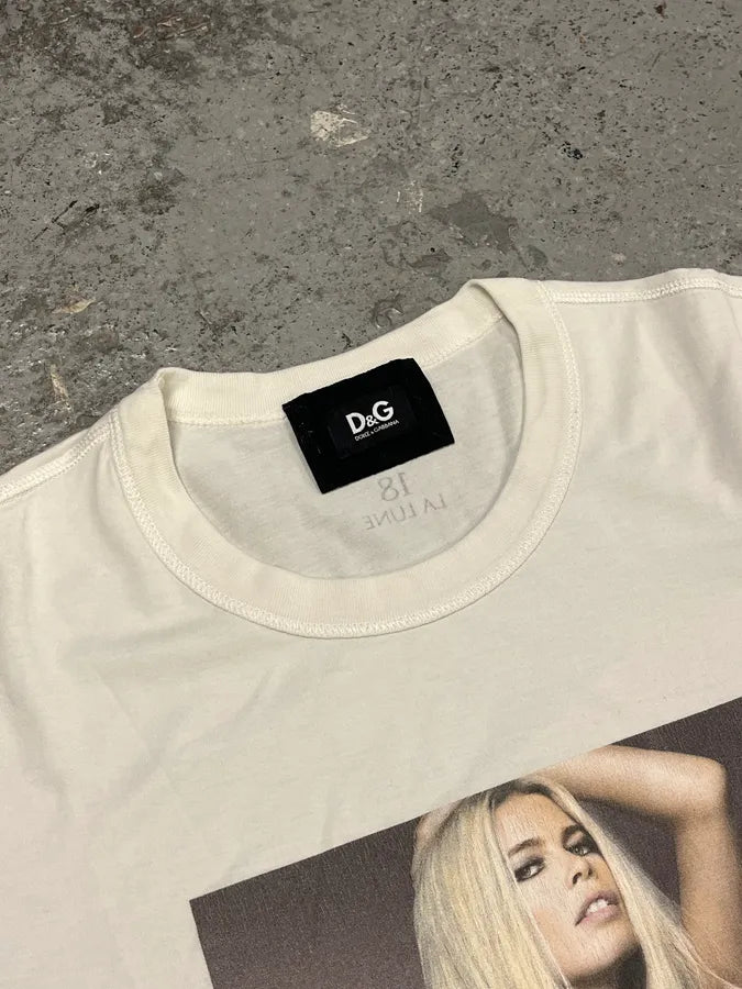 2000s Dolce & Gabbana Claudia Schiffer Naked White T-Shirt ybCyTvx 5
