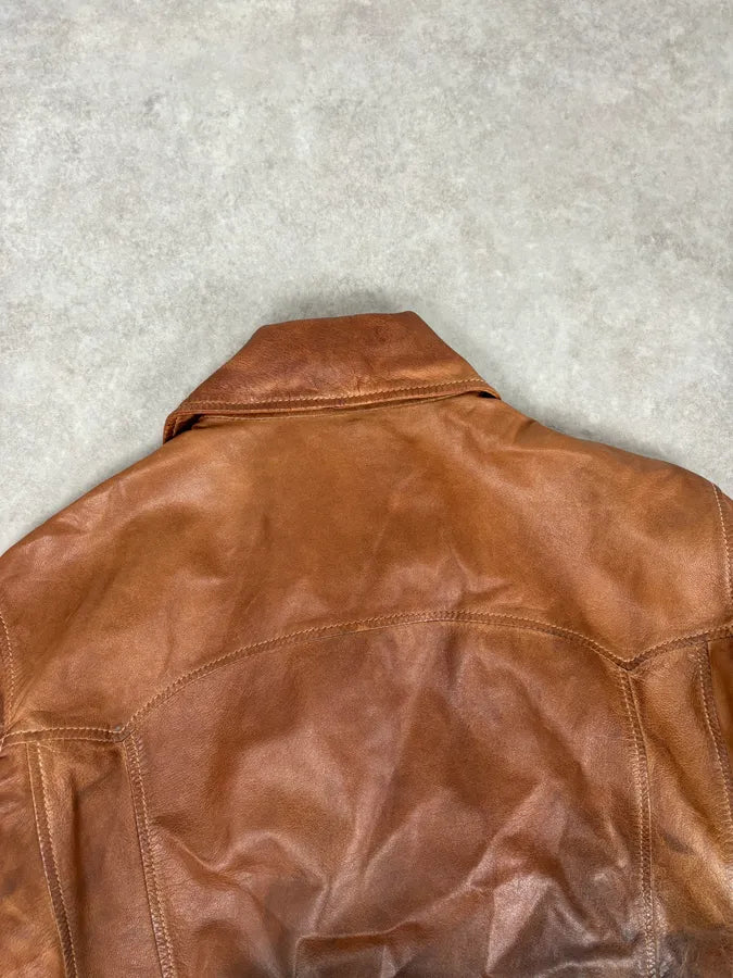 SS2010 Dolce & Gabbana Cognac Leather Gradient Moto Jacket CPNkIYU 6
