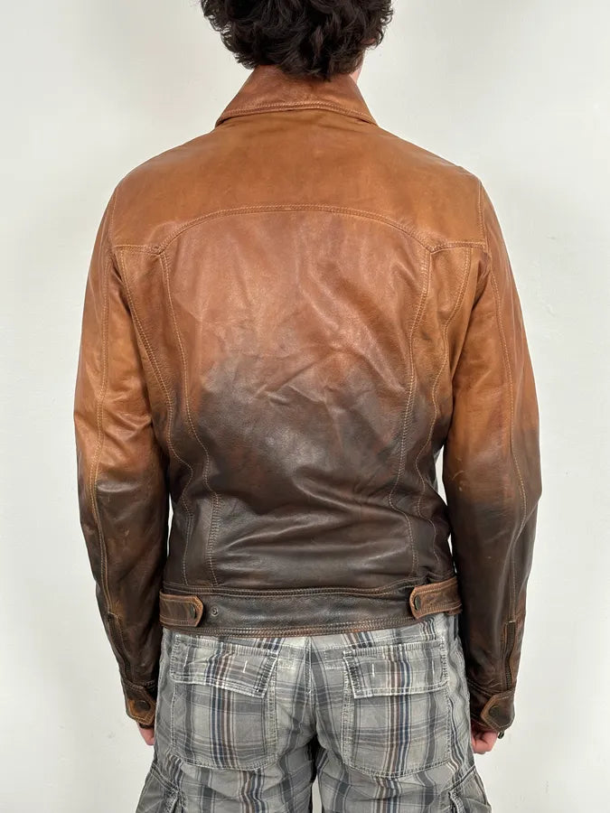 SS2010 Dolce & Gabbana Cognac Leather Gradient Moto Jacket CPNkIYU 3