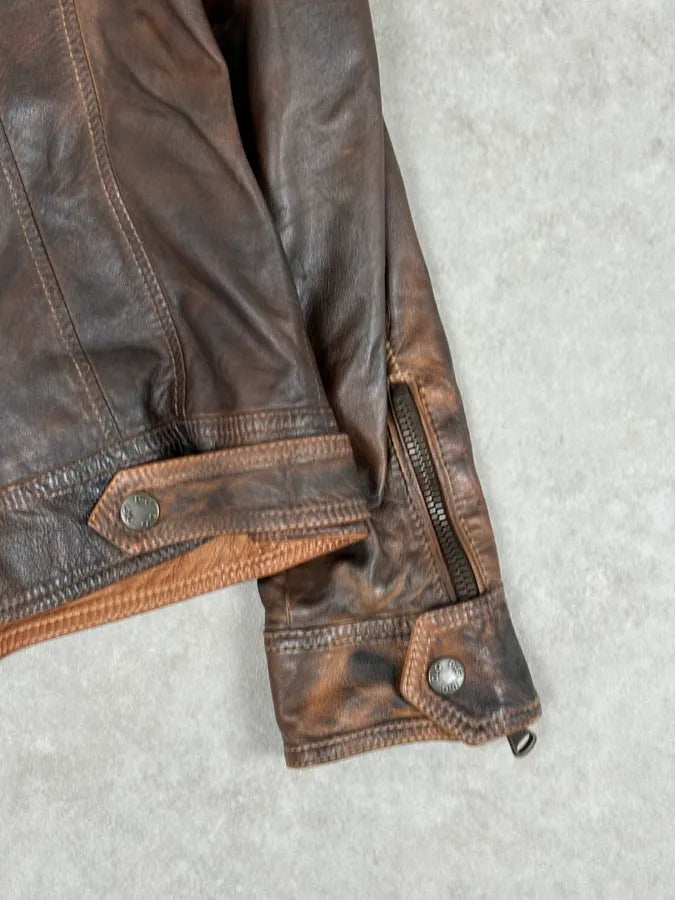 SS2010 Dolce & Gabbana Cognac Leather Gradient Moto Jacket CPNkIYU 10