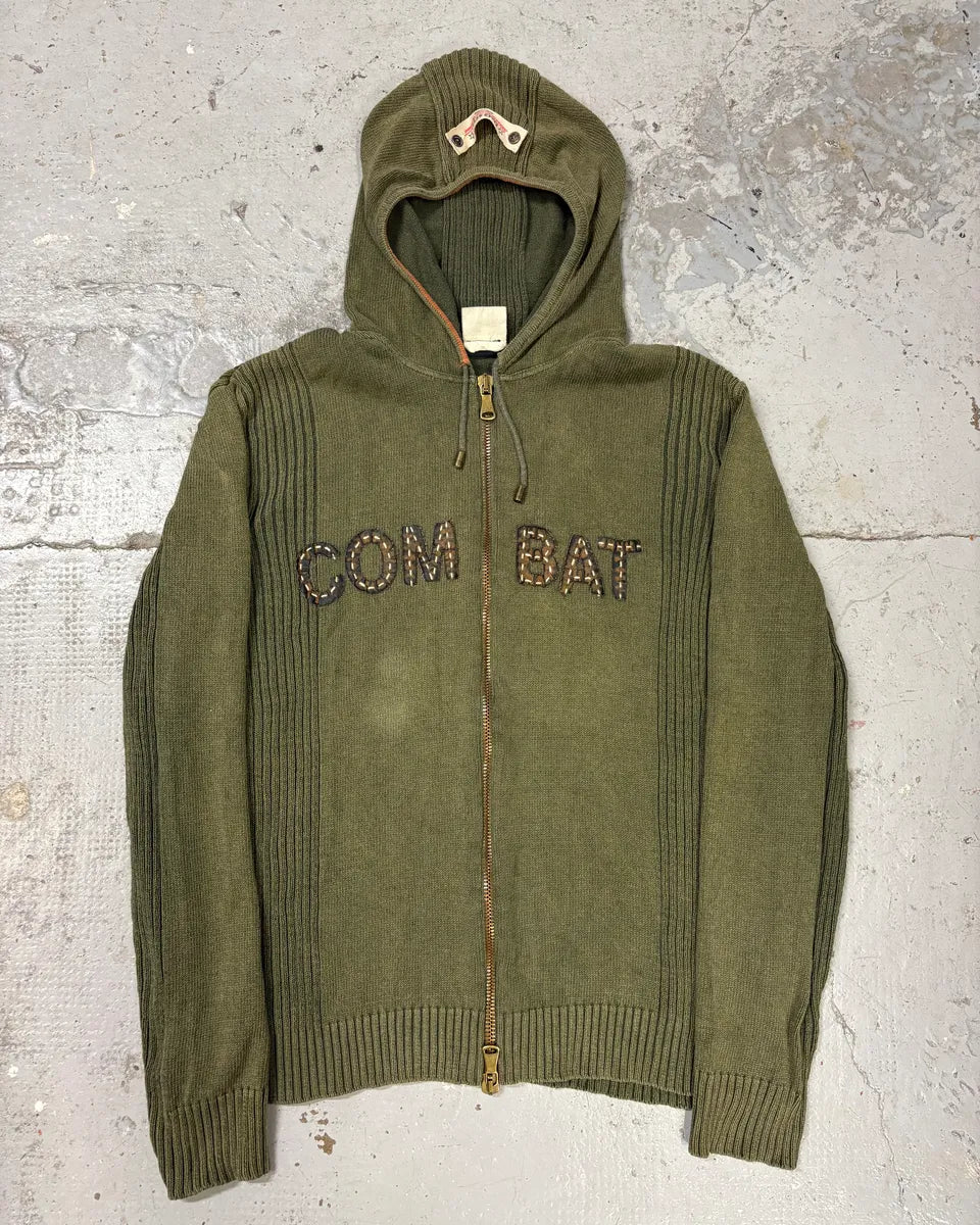 2000s Dolce & Gabbana Combat Khaki Zip-Up Hoodie Udrnndb 0