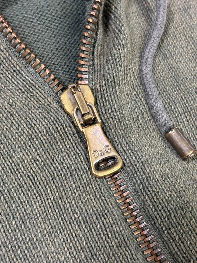 2000s Dolce & Gabbana Combat Khaki Zip-Up Hoodie Udrnndb 8