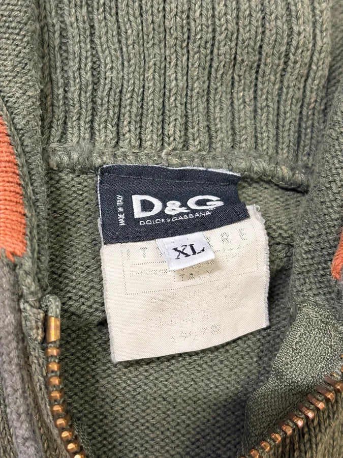 2000s Dolce & Gabbana Combat Khaki Zip-Up Hoodie Udrnndb 9