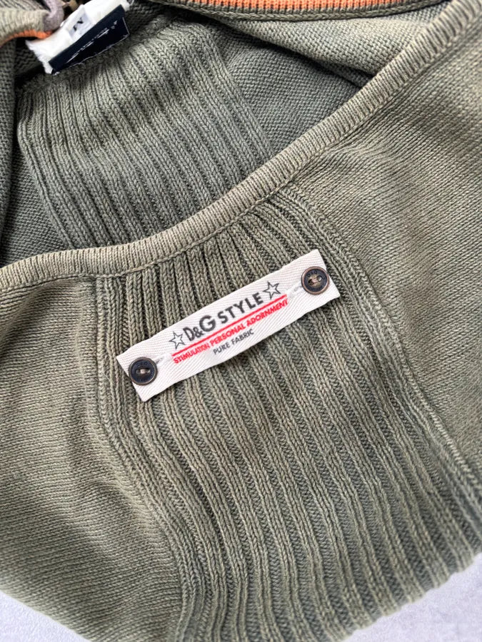 2000s Dolce & Gabbana Combat Khaki Zip-Up Hoodie NVfqDAR 9