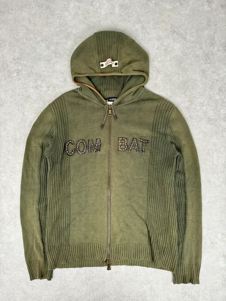 2000s Dolce & Gabbana Combat Khaki Zip-Up Hoodie NVfqDAR 0