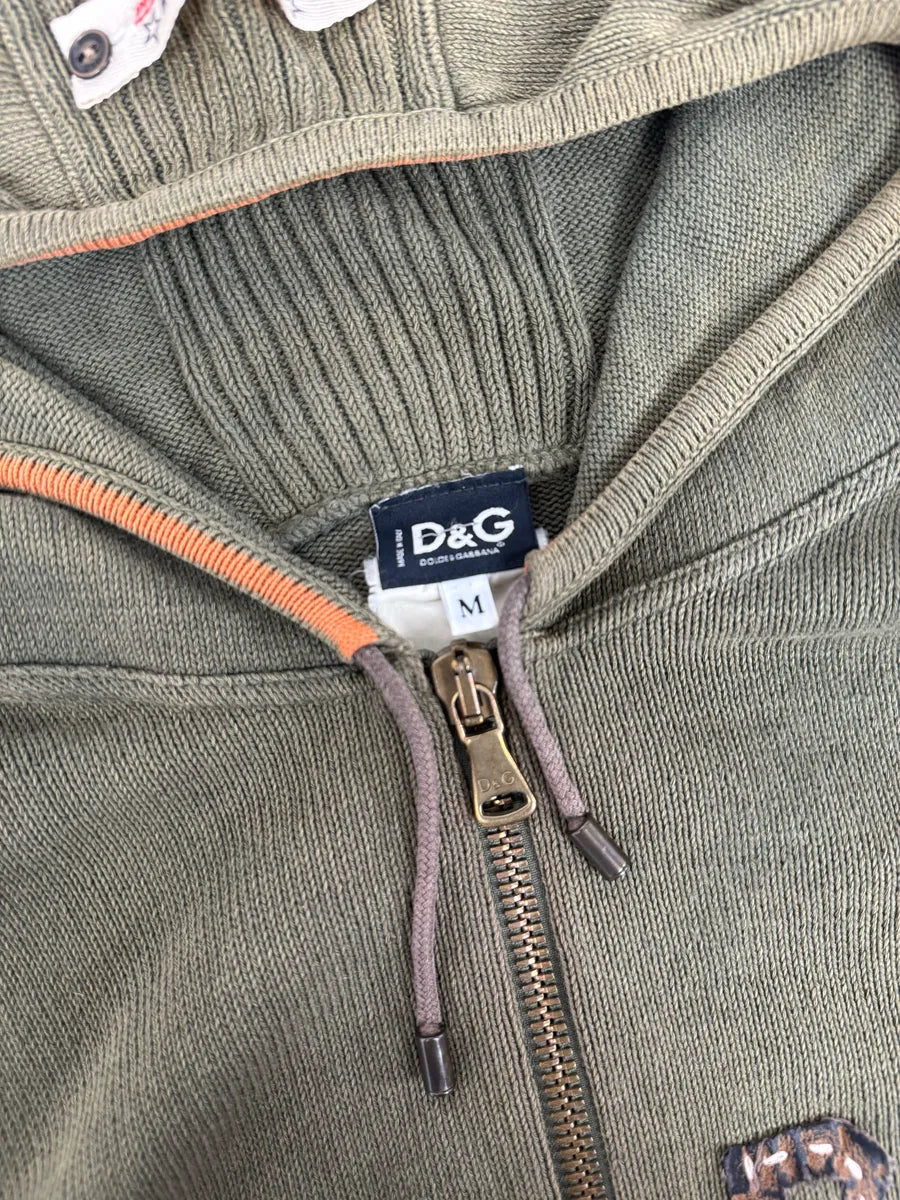 2000s Dolce & Gabbana Combat Khaki Zip-Up Hoodie NVfqDAR 8