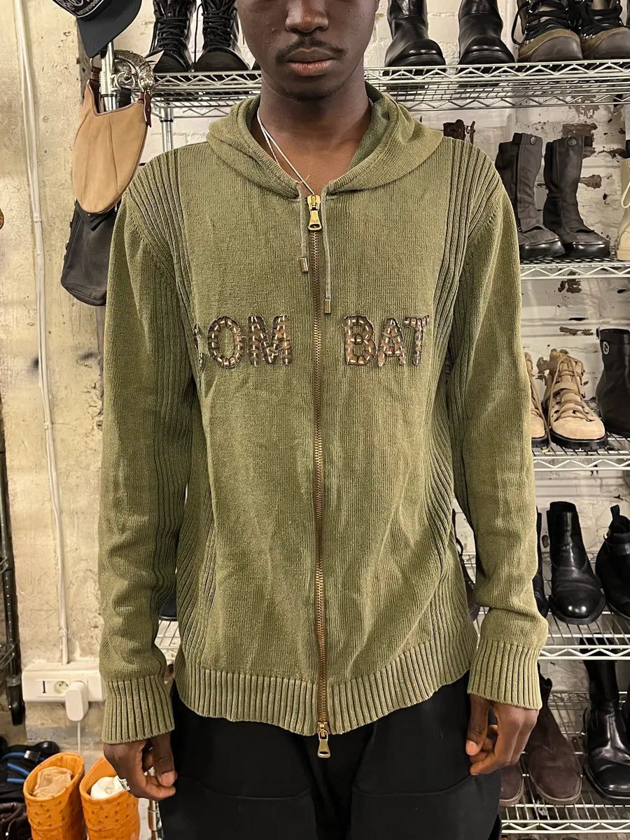 2000s Dolce & Gabbana Combat Khaki Zip-Up Hoodie Udrnndb 1