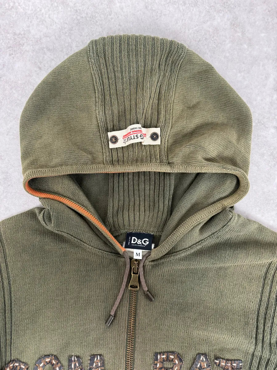 2000s Dolce & Gabbana Combat Khaki Zip-Up Hoodie NVfqDAR 7