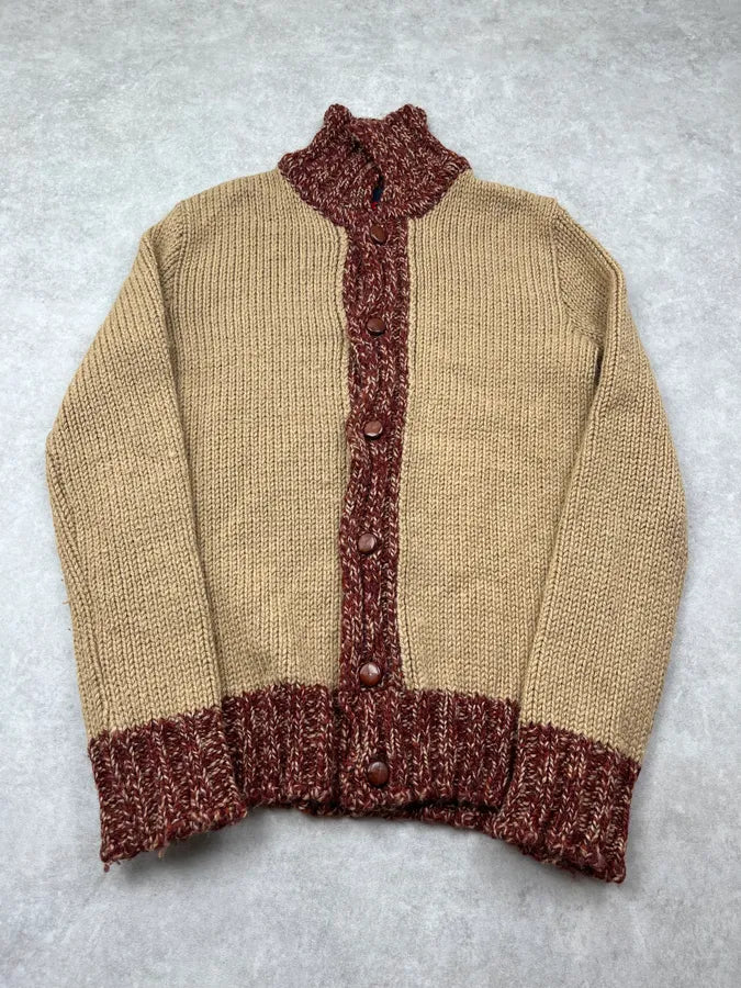 2000s Dolce & Gabbana Constrasted Wool Beige & Bordeaux Buttoned Sweater WhXUODR 0