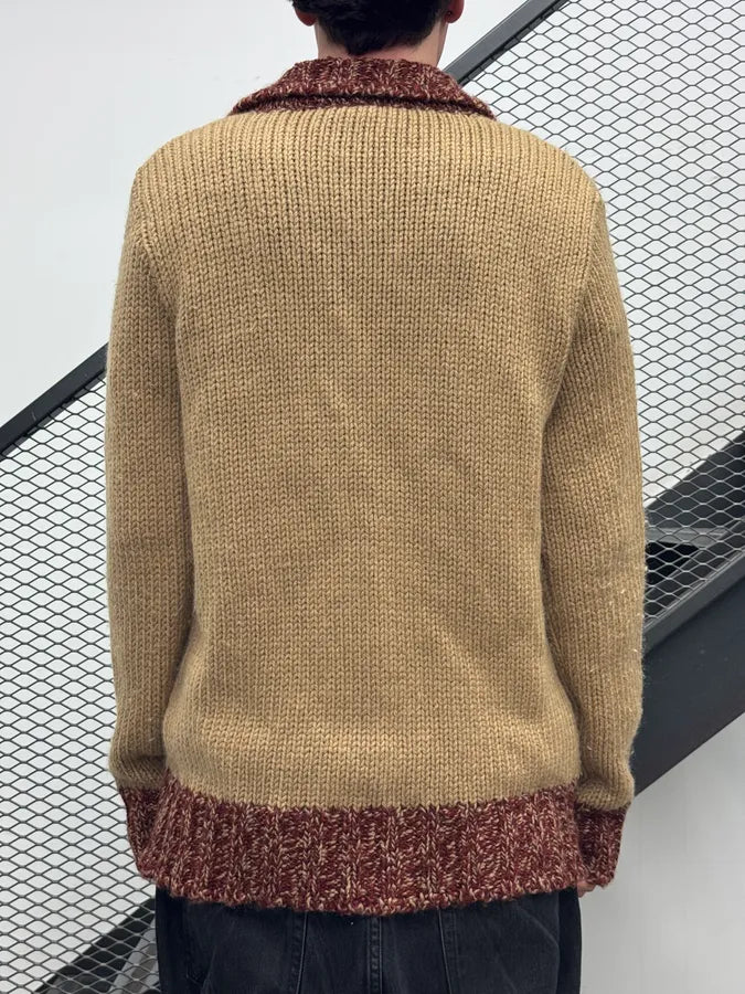 2000s Dolce & Gabbana Constrasted Wool Beige & Bordeaux Buttoned Sweater WhXUODR 2