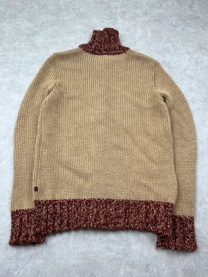 2000s Dolce & Gabbana Constrasted Wool Beige & Bordeaux Buttoned Sweater WhXUODR 5