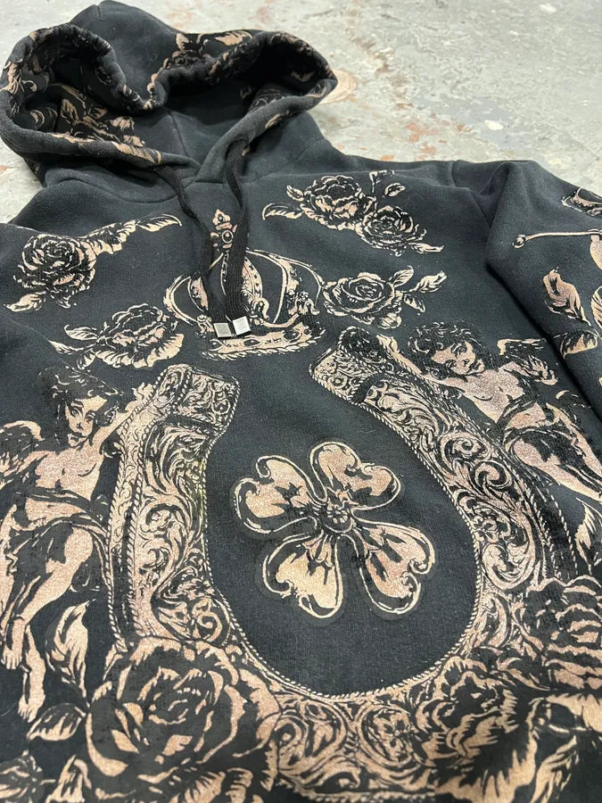 2000s Dolce & Gabbana Contemporary Embroidered Velvet Black Hoodie (M/L) 2