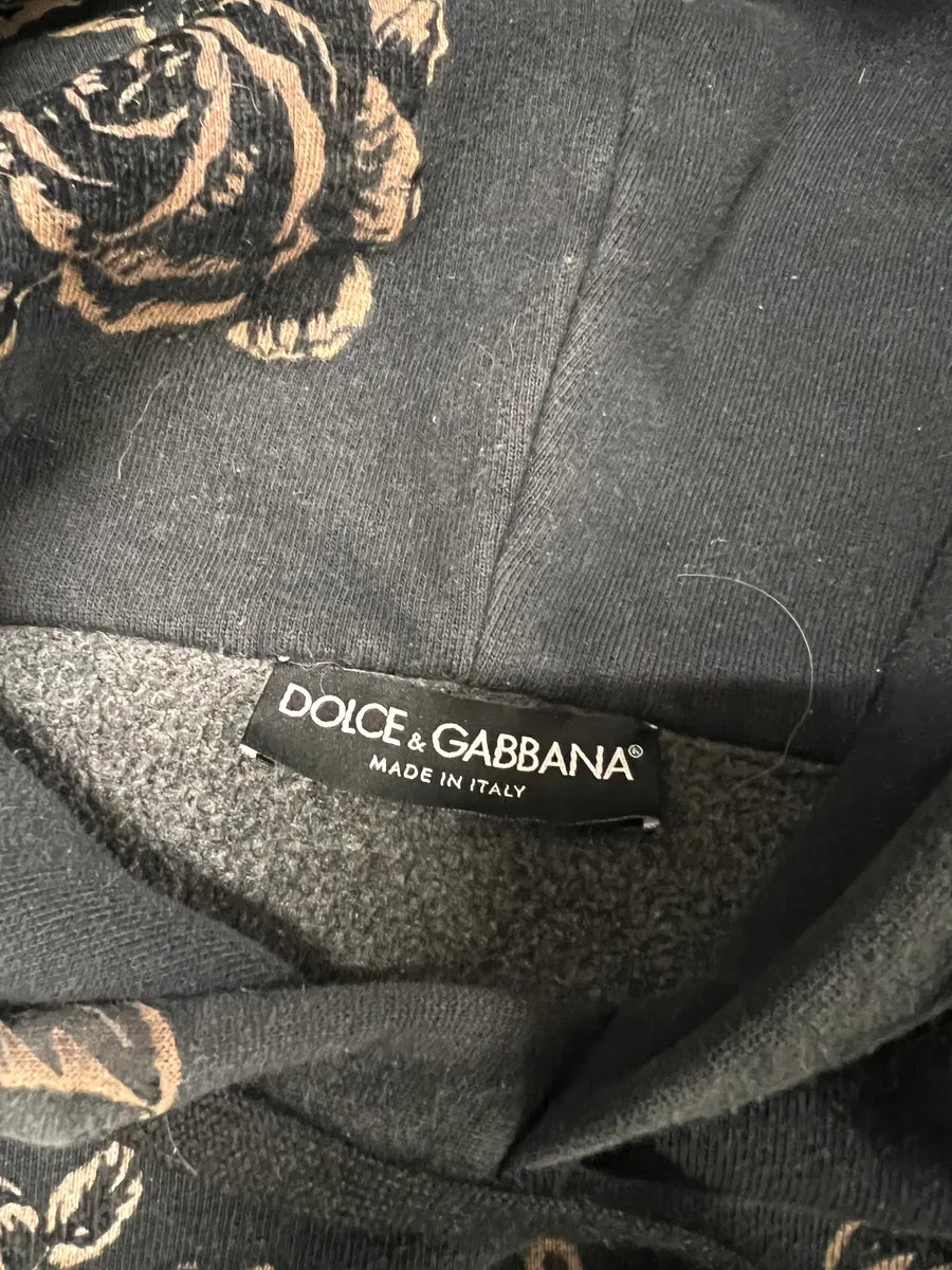 2000s Dolce & Gabbana Contemporary Embroidered Velvet Black Hoodie (M/L) 3
