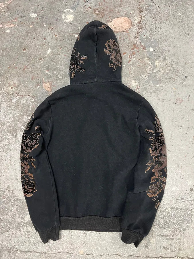 2000s Dolce & Gabbana Contemporary Embroidered Velvet Black Hoodie (M/L) 4