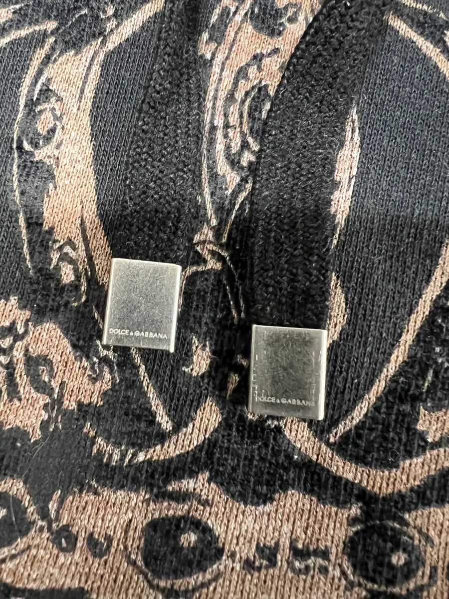 2000s Dolce & Gabbana Contemporary Embroidered Velvet Black Hoodie (M/L) 7