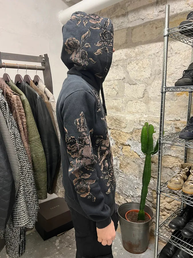 2000s Dolce & Gabbana Contemporary Embroidered Velvet Black Hoodie (M/L) 9